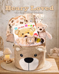Teddy bear-themed gift basket from 'Cutey Beauty Creations' brand.