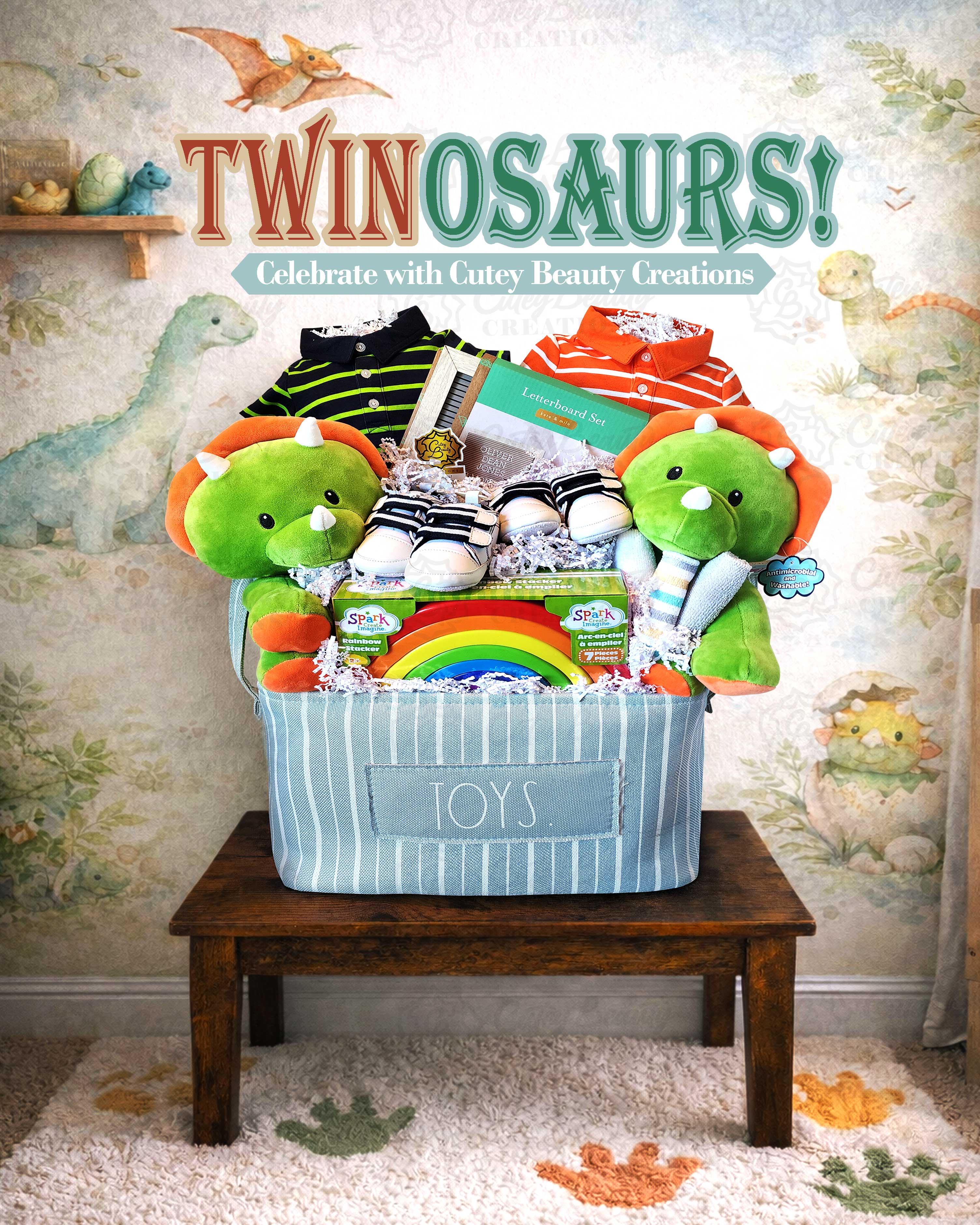 'TWINosaurs' Twin Baby Gift Baskset