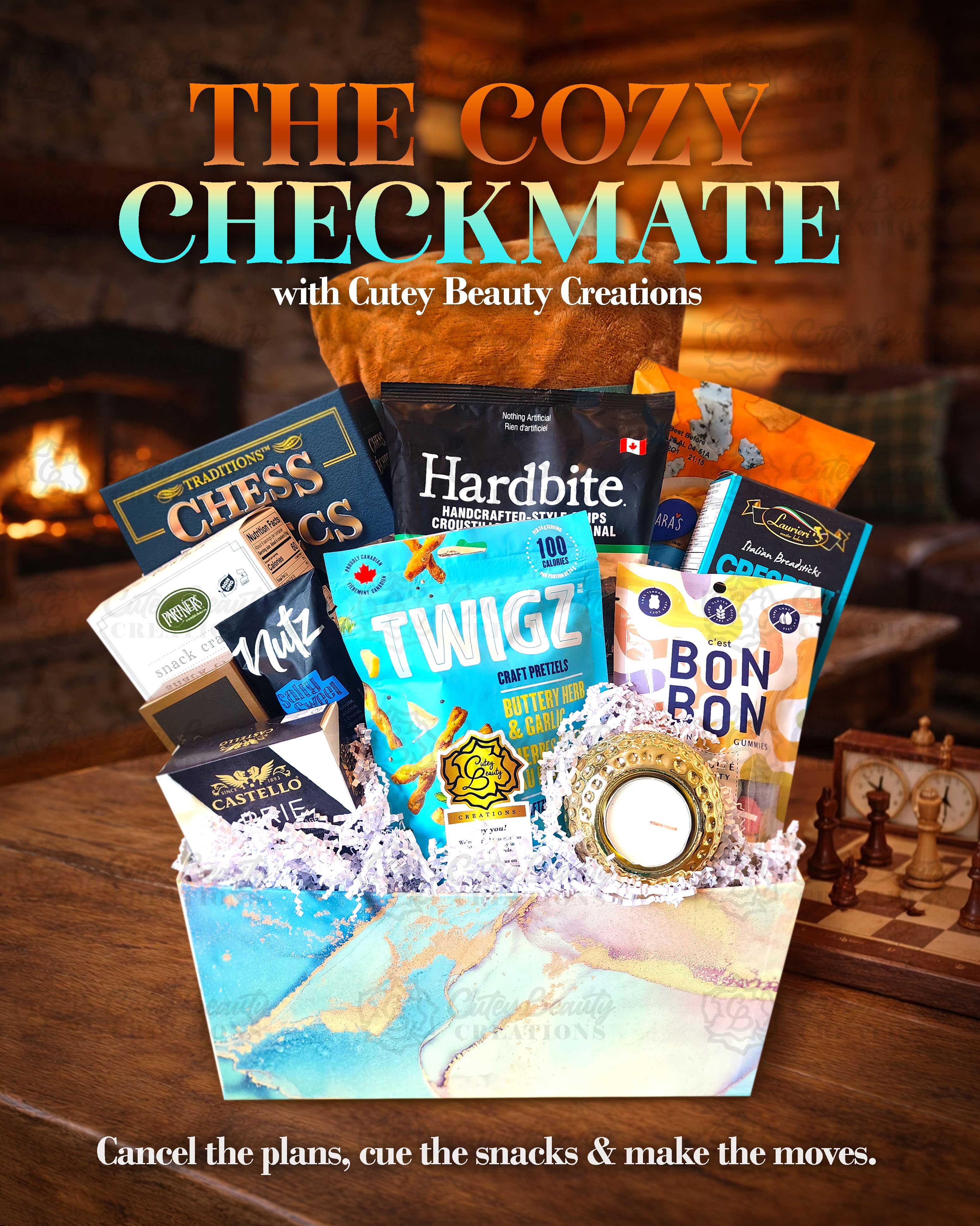 'Cozy Checkmate' Games & Gourmet Gift Basket